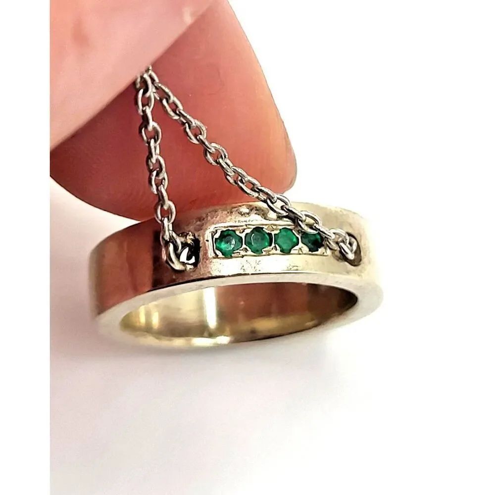 Sterling Silver Vermeil Circle Pendant Inset with Green Stones
